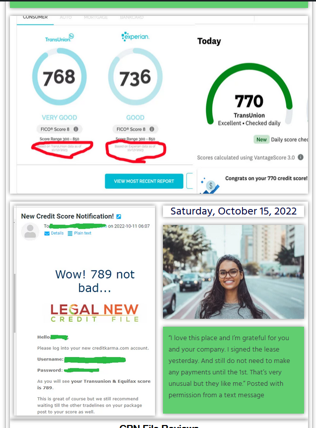 Client review of the new credit file service